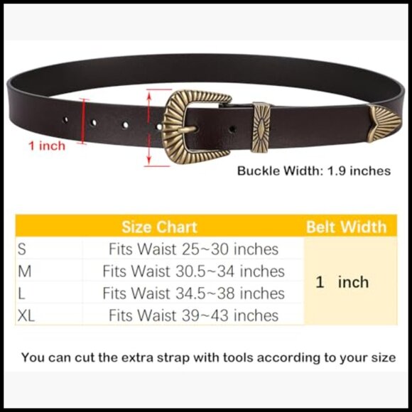 Leather Western Belt with Gold Silver Buckle for Women main image 4